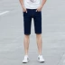 Màu xanh đậm jeans mùa hè người đàn ông mỏng của quần jeans nam thẳng giản dị mát denim cắt quần short phong cách thể thao nam Cao bồi