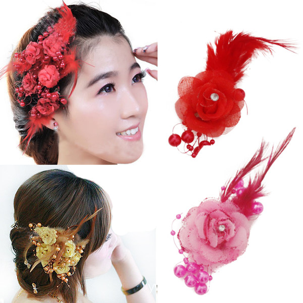 Заколка для волос для невесты, модный аксессуар для волос, ткань, сверло изготовленное из настоящих волос, в цветочек, европейский стиль, в корейском стиле