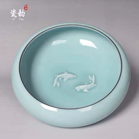 Long Tuyền celadon kungfu bộ phụ kiện gốm lớn đôi cá cọ rửa trà rửa bể cá chậu chậu rửa chén - Trà sứ bộ bình trà