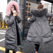 Áo bà bầu mùa thu đông 2018 áo khoác cotton mùa đông nữ phiên bản Hàn Quốc của phần dài xuống áo khoác cotton độn bông size lớn quần áo tháng
