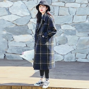Áo khoác nữ 2018 phổ biến mùa thu đông mới phiên bản Hàn Quốc mới của bộ đồ len mỏng cổ áo hoang dã kẻ sọc dài