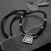 August Ornaments-The 50th Letter "Peace Talisman" Thai hand-woven Yintai silver pendant clavicle chain for women