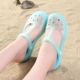 Giày Croc đế dày Áo khoác ngoài mùa hè nữ 2023 Giày đi biển mới Jelly chống trượt Dép Mary Jane Baotou