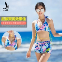 San Qi Bà Boxer Quần Bikini Châu Âu và Mỹ Thủy triều Ngụy trang Đồ bơi Treo Cổ V Đồ bơi Bộ hai mảnh - Bikinis áo tắm 1 mảnh
