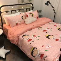 New Chibi Maruko phim hoạt hình gia đình bốn 1.8m khăn trải giường quilt 1,5 1,2 đơn ký túc xá ba mảnh phù hợp - Bộ đồ giường bốn mảnh bộ ga trải giường everon