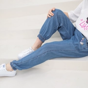 Các cô gái mặc quần jean Tencel mùa xuân và mùa hè trong quần trẻ em quần dài quần muỗi thể thao giản dị - Quần jean