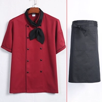 Красная футболка, фартук, шейный платок, короткий рукав