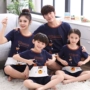 Một gia đình ba trẻ em trong mùa hè bông cậu bé nhà dịch vụ cô gái mùa hè cotton mỏng ngắn tay phim hoạt hình đồ ngủ đồ bộ trung niên