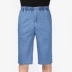 Người đàn ông trung niên đàn hồi eo cắt quần eo cao căng sâu đàn hồi lỏng thẳng 7 điểm jeans nam kích thước lớn quần short thời trang năm 2021	 Cao bồi