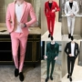 Màu hồng phù hợp với phù hợp với nam giới mỏng Slim thời trang hai mảnh rắn phù hợp với phi sắt một lớp master class tòa Đêm trẻ - Suit phù hợp vest nam hàn quốc