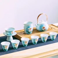 Чайный сервиз, комплект, глина, чашка, крышка для стакана, заварочный чайник, ручная роспись