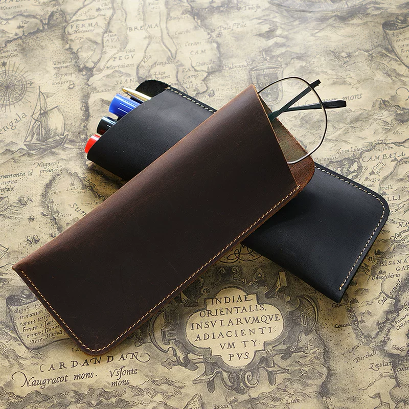 Ретро пенал handmade, мужская переносная система хранения для мужчин и женщин, очки, защитный кейс, простой и элегантный дизайн, DIY, натуральная кожа