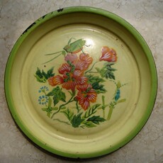 Чашка 解放初公私合营久新搪瓷厂九星牌花草纹搪瓷茶盘