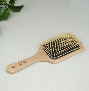 Wooden massager, square brush for scalp