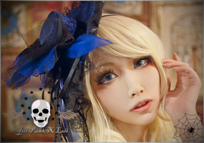 taobao agent OO Jill OO Gothic Gorgeous Retro? Grace and Enmity Mrs. Dumas Rose Small Top Hat GOTH Exclusive Blue