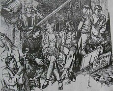 Контурный рисунок Оригинальная ручка эскиз картины