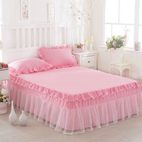 Hàn Quốc công chúa ren giường ăn mặc giường đơn bao gồm ren tờ Simmons Cover Set nệm nệm đặt giường 笠 ga giường viền họa tiết