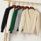 Áo len phiên bản Hàn Quốc 2018 mới mùa xuân và mùa thu ngắn áo len nữ tay áo dài bên ngoài áo len mỏng áo cổ lọ Đan Cardigan