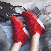 [Delicious miệng] cao-top sneakers phụ nữ mùa xuân làn sóng mới hoang dã Hàn Quốc nền tảng màu đỏ giày giày thể thao