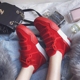 [Delicious miệng] cao-top sneakers phụ nữ mùa xuân làn sóng mới hoang dã Hàn Quốc nền tảng màu đỏ giày giày thể thao Giày cao gót
