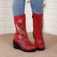 Nani mùa xuân và mùa thu Trung Quốc phong cách của phụ nữ giày da thêu giày quốc gia của phụ nữ khởi động kích thước lớn trung niên khởi động thoải mái giới hạn boot da Giày ống