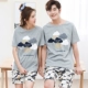 2018 mùa hè đơn giản vài bông đồ ngủ nam Hàn Quốc ngắn tay thư cotton mỏng phần dịch vụ nhà phụ nữ phù hợp với bộ đồ mặc nhà Cặp đôi