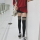 Hàn quốc mùa thu và mùa đông ins Harajuku chic ống dài đường phố đánh bại đầu gối ba thanh sọc stovepipe thể thao skateboard nữ vớ triều Vớ giảm béo