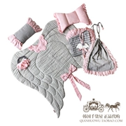 Jumine Hàn Quốc mua chính hãng cho trẻ em giường công chúa màu hồng thiên thần dễ thương hàng loạt các tác phẩm của trẻ em của bộ bông - Bộ đồ giường trẻ em