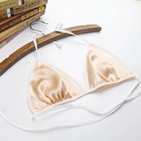 Sexy bikini 100% lụa áo ngực đôi lụa treo cổ dây đeo siêu mỏng không có thép vòng tam giác cup áo ngực không gọng