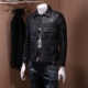 Lapel leather nam 2018 mùa thu mới cá tính trang trí túi trẻ trung pu đen áo khoác da mô phỏng nam