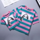 Cha mẹ và con mùa hè ăn mặc 2018 mới sọc ngắn tay áo thun gia đình ba mảnh mẹ và con gái gia đình nhà Hàn Quốc phiên bản của thủy triều Trang phục dành cho cha mẹ và con