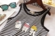 Cô gái mùa hè 2018 mới của Hàn Quốc phim hoạt hình mèo in sọc vòng cổ casual vest stretch đáy T-Shirt