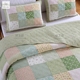 Sợi màu Hàn Quốc mục vụ quilting bởi giường đơn bao gồm ba bộ điều hòa không khí quilt mùa hè bông màu xanh lá cây bốn mảnh Trải giường