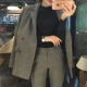 Phiên bản Hàn Quốc của bộ đồ thời trang rộng rãi phù hợp với áo khoác len sọc nữ Business Suit