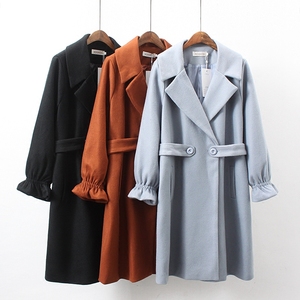 17 mùa đông mới Hàn Quốc phiên bản cộng với phân bón XL áo len nữ chất béo mm200 kg Mỏng mỏng áo len áo dạ nữ dáng dài hàn quốc