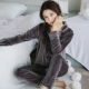 Bộ đồ ngủ bằng nhung vàng nữ mùa đông san hô lông cừu dài tay phiên bản Hàn Quốc của chiếc áo len nữ mùa thu dày có thể mặc bên ngoài bộ đồ phục vụ tại nhà đồ bộ nam cao cấp Bên ngoài ăn mặc