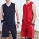 Bông không tay thể thao phù hợp với nam chạy thể dục vest shorts casual loose mùa hè quần áo thể thao mỏng bộ đồ the thao nữ trung niên Thể thao sau