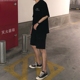 Ông Fang inch mùa hè lớn màu đen rửa túi dụng cụ quần short giản dị nam Hàn Quốc phiên bản của xu hướng thẳng năm quần Quần làm việc
