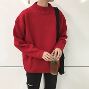 LES đẹp trai T Lin cong mùa thu và mùa đông Hàn Quốc nửa cổ áo len nam lỏng thanh niên bộ của các cặp vợ chồng áo len nam giới và phụ nữ