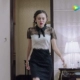 Ấm tình yêu Tần Ying Su Huo Jiang Yi với cùng một đoạn màu đen và trắng ren khâu thời trang Mỏng cung ngắn tay đầm Váy eo cao