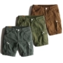 Mùa hè yếm đa túi nam rửa quần short phong cách Mỹ retro grain pattern dệt quần H2-3 quần ngố nam