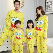 Dài tay cotton cha mẹ và con đồ ngủ mùa xuân và mùa hè mùa hè mẹ và con gái gia đình ba gia đình thân thiện với xốp bé nhà dịch vụ phù hợp với