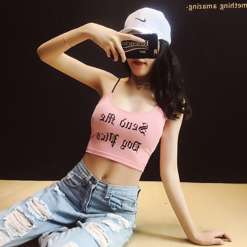 Châu âu và Hoa Kỳ 2018 mùa hè đoạn ngắn tiếp xúc với rốn sling Slim mỏng vành đai đáy vest nữ in ấn in siêu lửa áo sơ mi