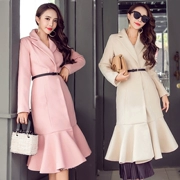 Mùa thu đông 2017 Phiên bản Hàn Quốc của những quý cô sang trọng, khí chất, áo len đuôi cá, áo len lông cừu trong phần áo len dài - Áo khoác dài