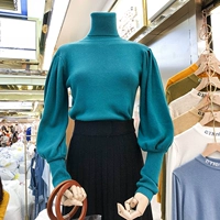 Mùa thu 2018 khí chất mới là áo len cao cổ mỏng tay dài Màu sắc hoang dã Đèn lồng tay áo len nữ thủy triều shop thời trang nữ