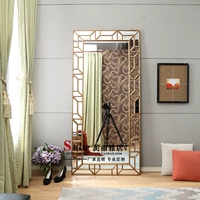 Зеркало в стиле европейского стиля, зеркало, зеркало, зеркало, зеркало, настенные стены, висящая в спальне, сплошное дерево, зеркало посадка может переместить зеркало одежды дома ретро