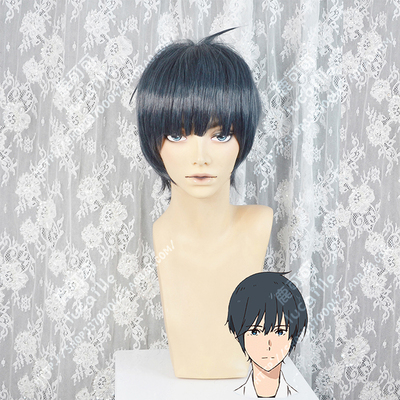 taobao agent String Sound -Wind Dance High School Bow Road -Zhu Zuoyeaki Blue Ink Blue Black Flip -up Cosplay wig