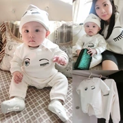 Áo nhung mới dài tay buông lơi ba mẹ con gái mẹ và con nhỏ cha mẹ con một chiếc váy romper quần áo bé cotton - Trang phục dành cho cha mẹ và con