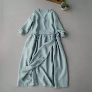 Áo len Nhật Bản Vải lanh mới của phụ nữ Mùa xuân buông lơi Vai tay áo Váy đơn giản Áo choàng ren - Sản phẩm HOT