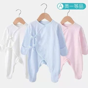 Áo cotton cho bé sơ sinh 0-3 tháng tuổi Bộ đồ ngủ đai mùa xuân và mùa thu 6 Quần áo tu sĩ không xương sơ sinh - Áo liền quần